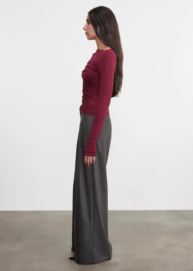 Enza Costa - Fluid Jersey Draped Boatneck - Barolo