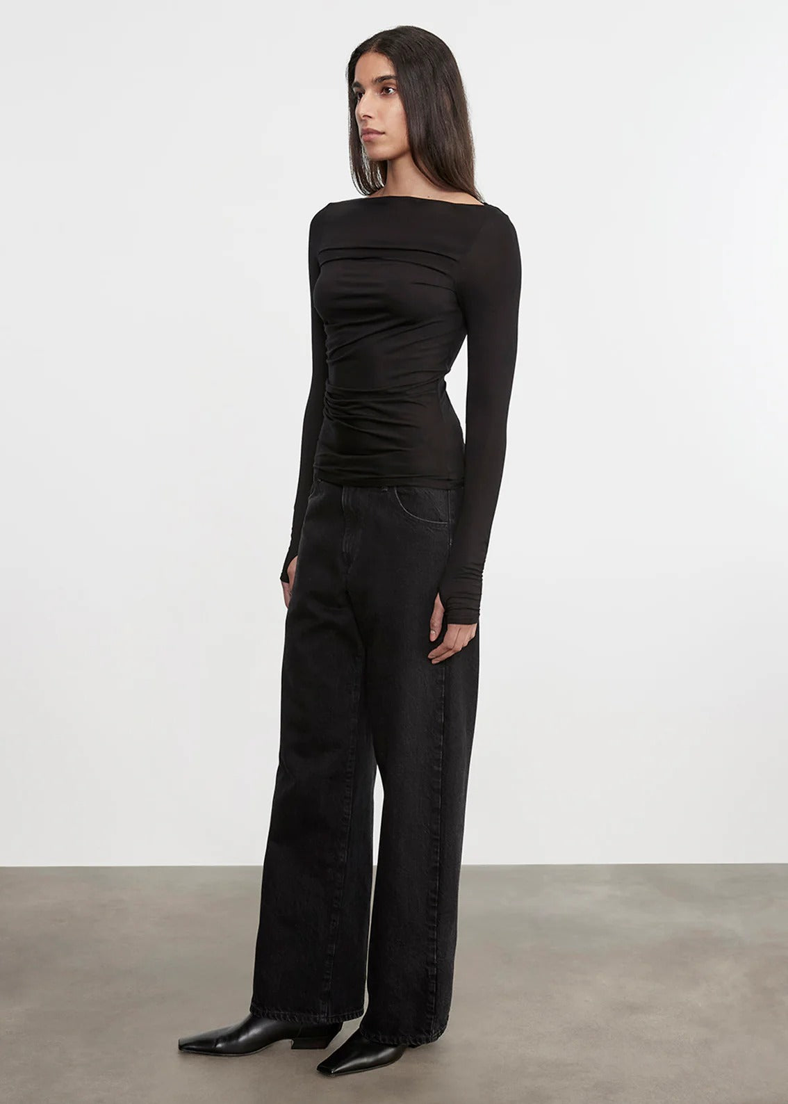 Enza Costa - Fluid Jersey Draped Boatneck - Black