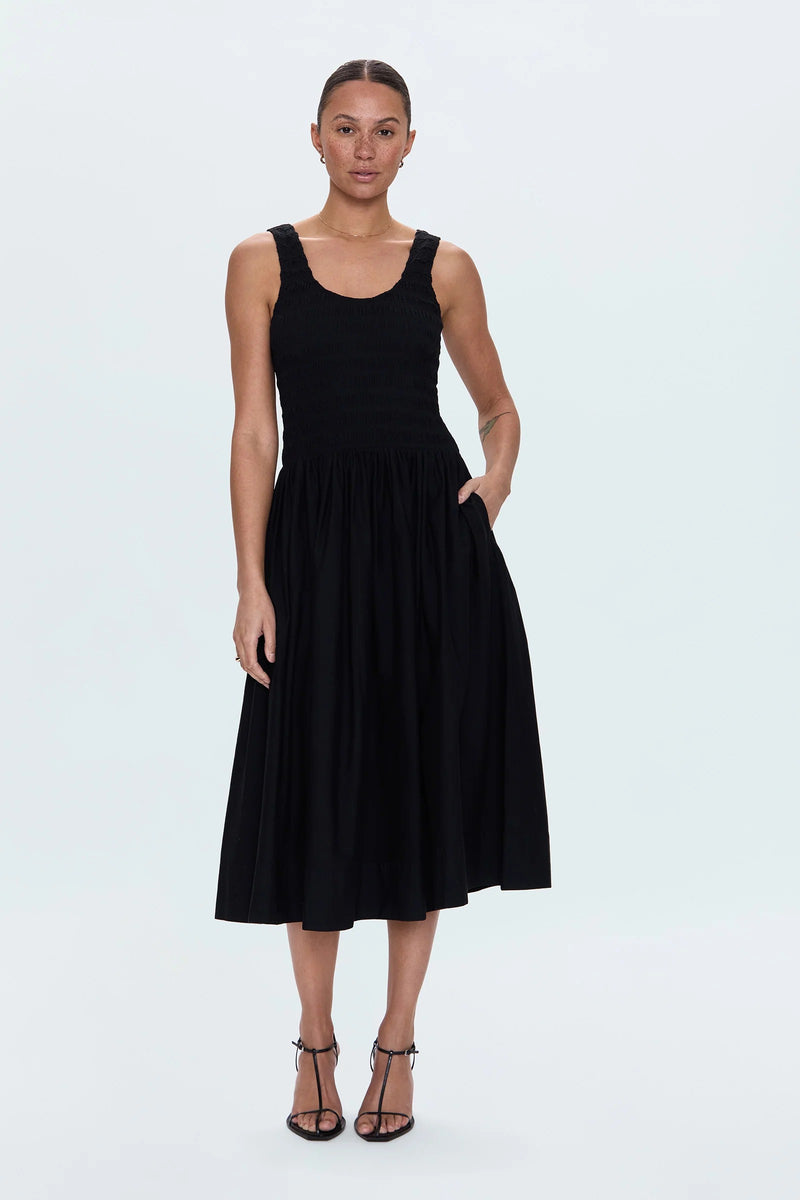 Pistola - Alessia Smocked Drop Waist Dress - Noir