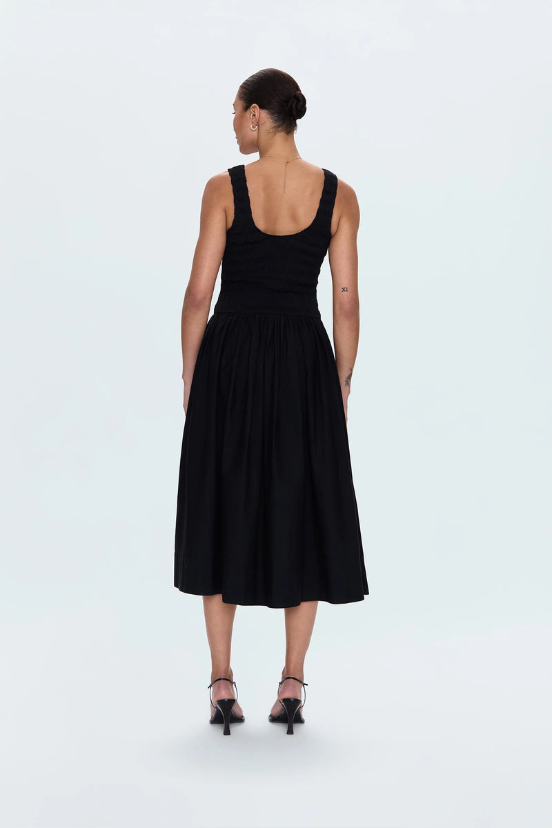 Pistola - Alessia Smocked Drop Waist Dress - Noir