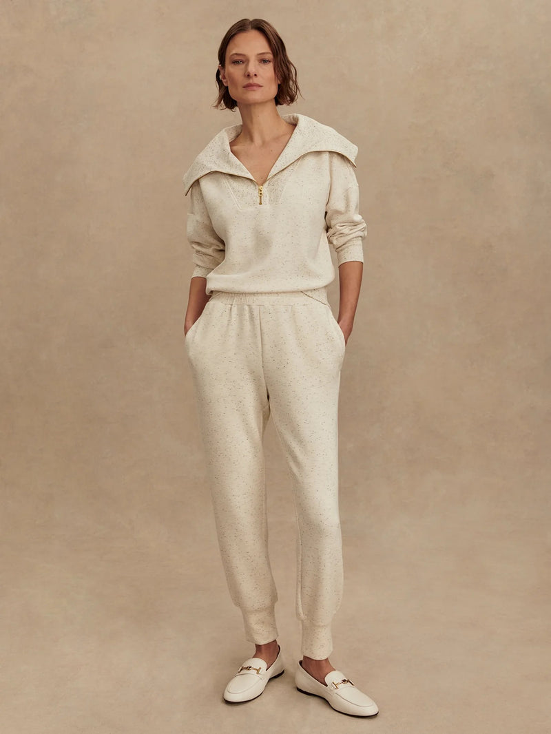 Varley - The Slim Cuff Pant 25 - Ivory Marl Fleck