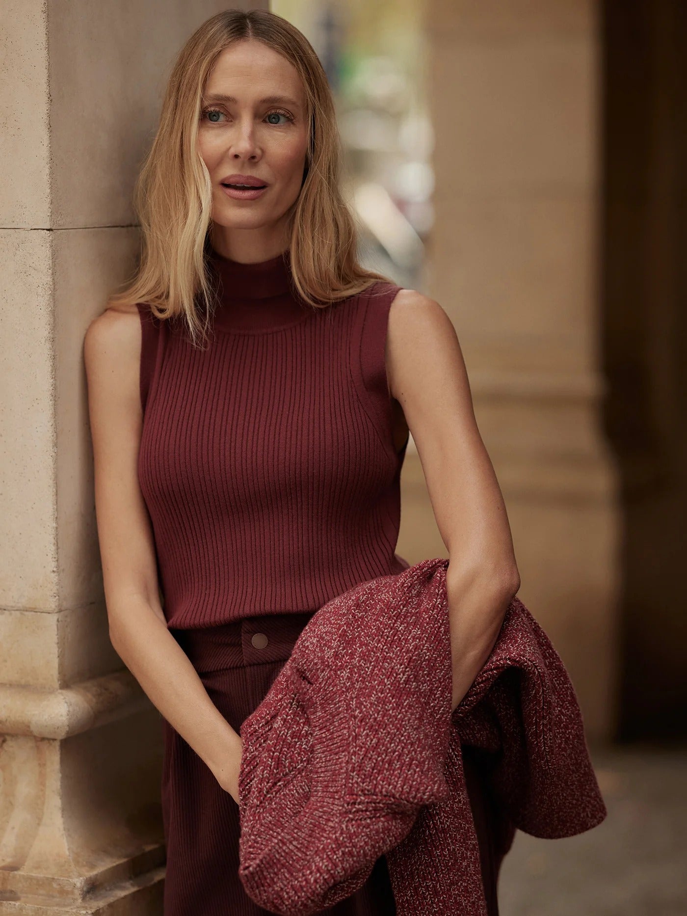 Varley - Anastasia Rib Knit Tank - New Maroon
