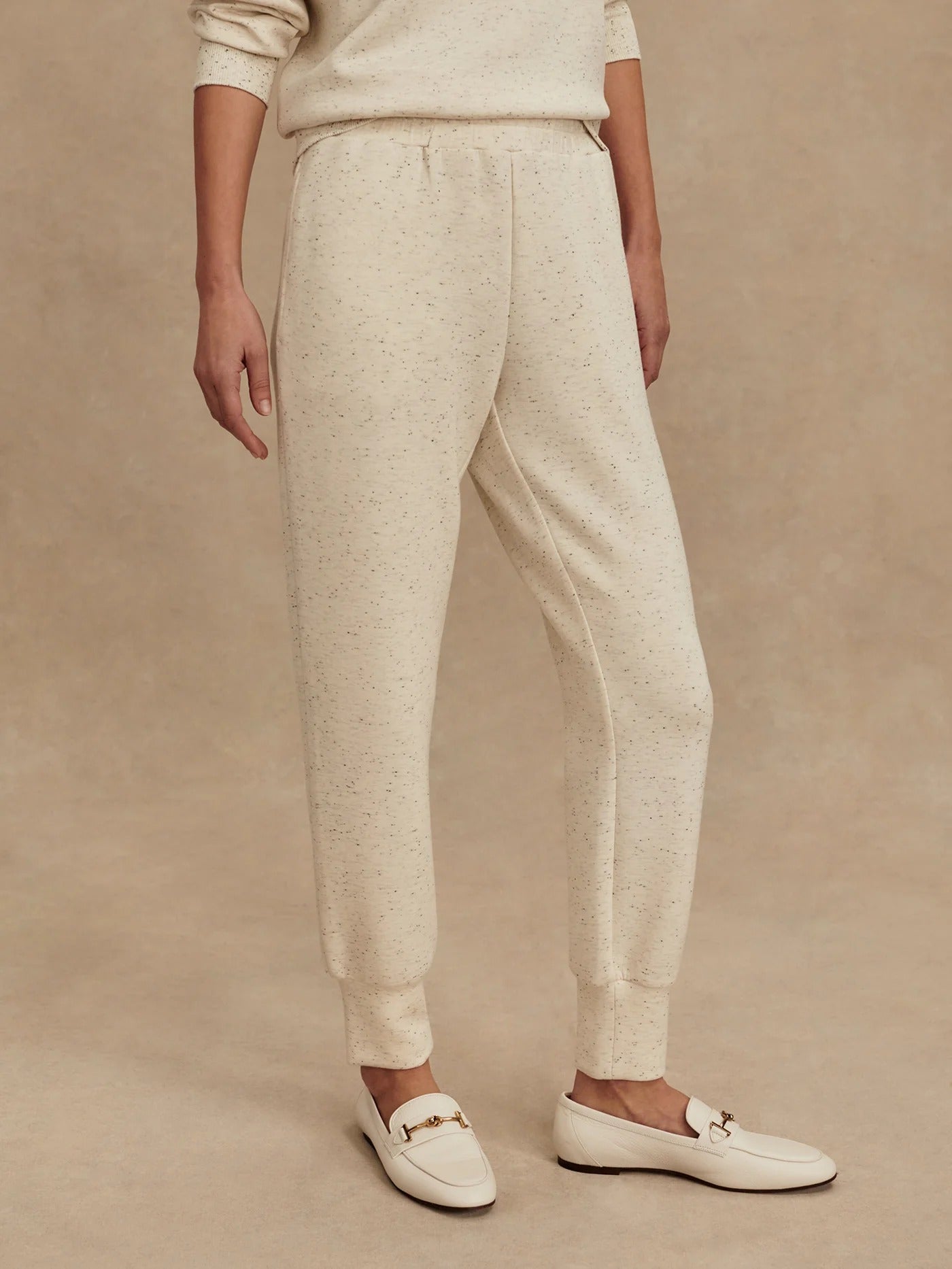 Varley - The Slim Cuff Pant 25 - Ivory Marl Fleck