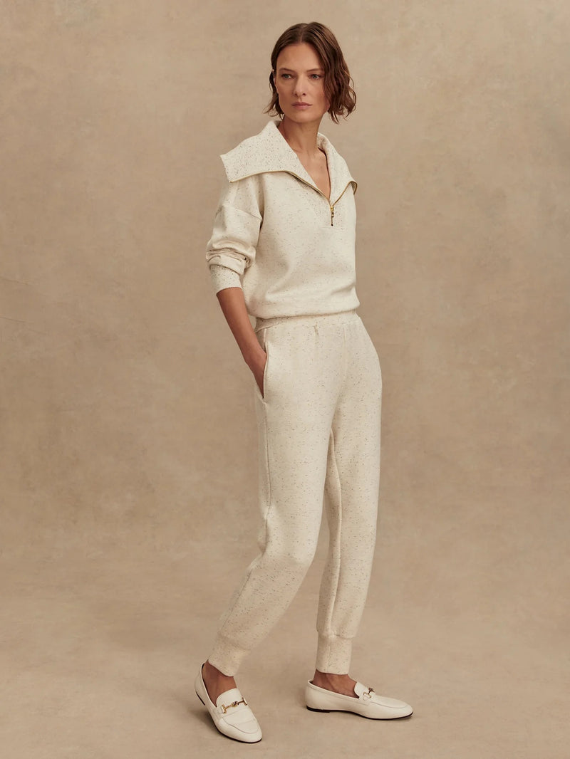 Varley - The Slim Cuff Pant 25 - Ivory Marl Fleck