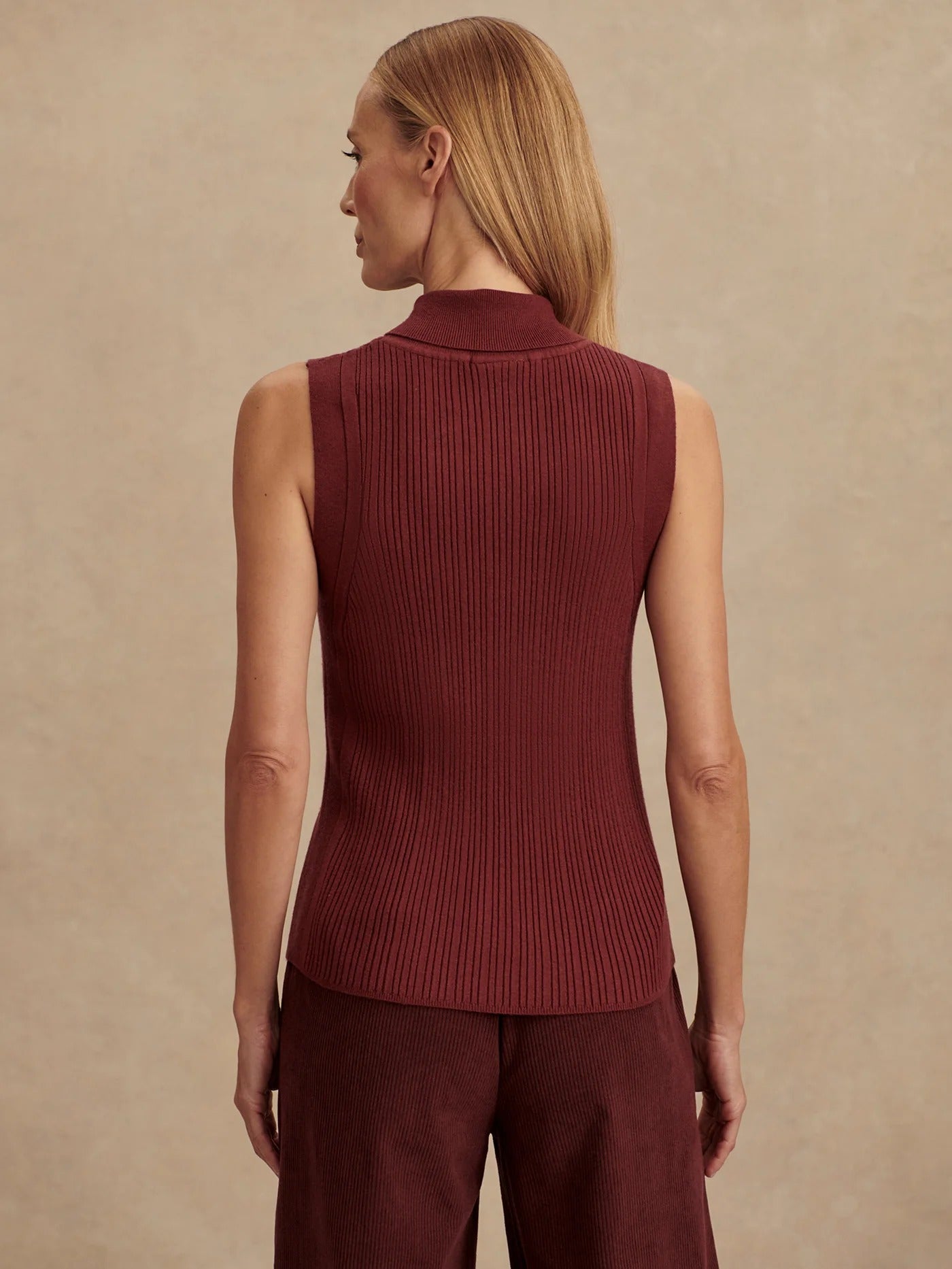 Varley - Anastasia Rib Knit Tank - New Maroon