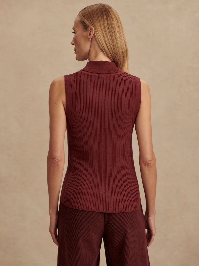 Varley - Anastasia Rib Knit Tank - New Maroon