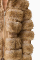 Elliatt - Aisling Faux Fur and Leather Jacket - Taupe