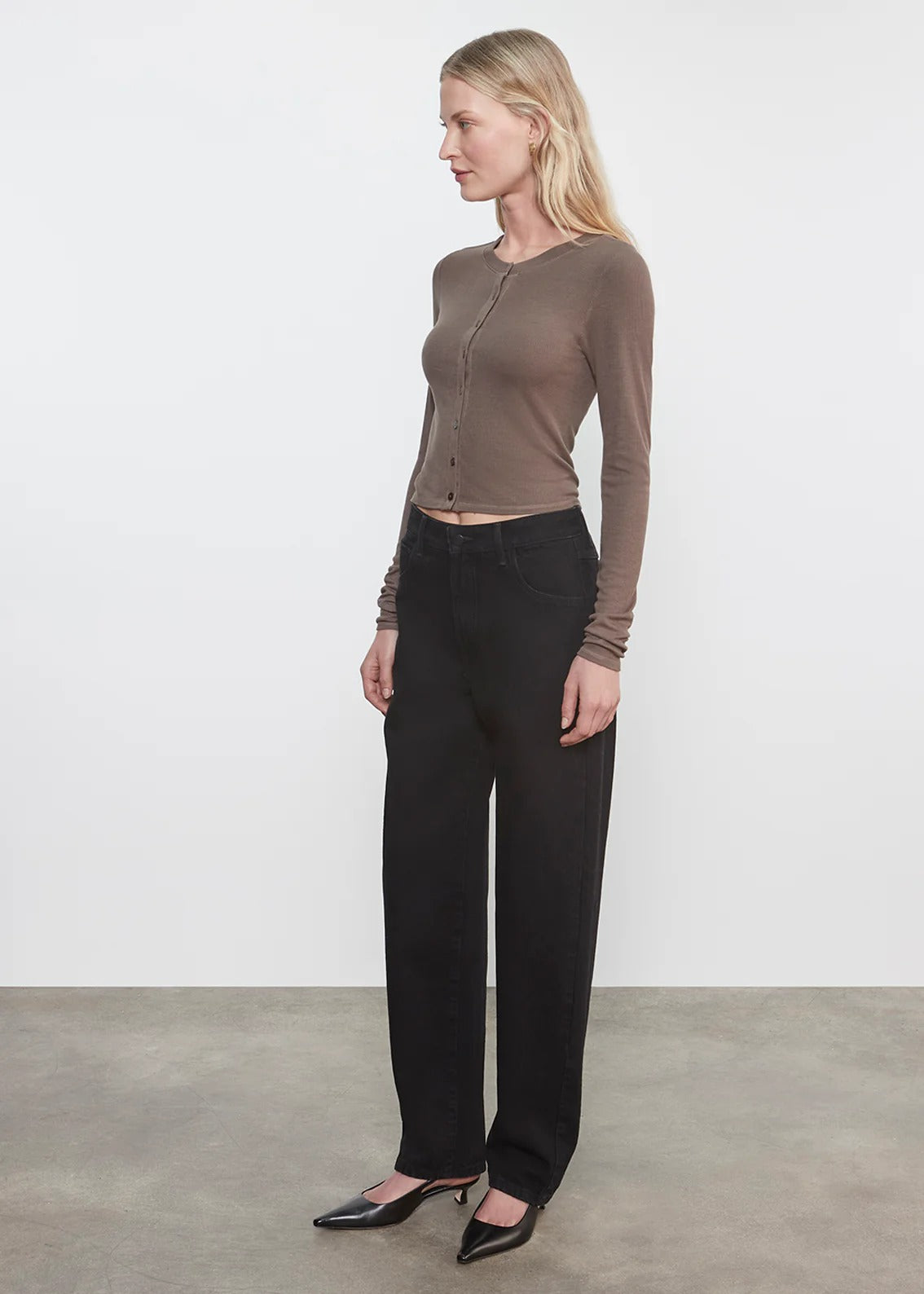 Enza Costa - Silk Rib Essential Cardigan - Mushroom