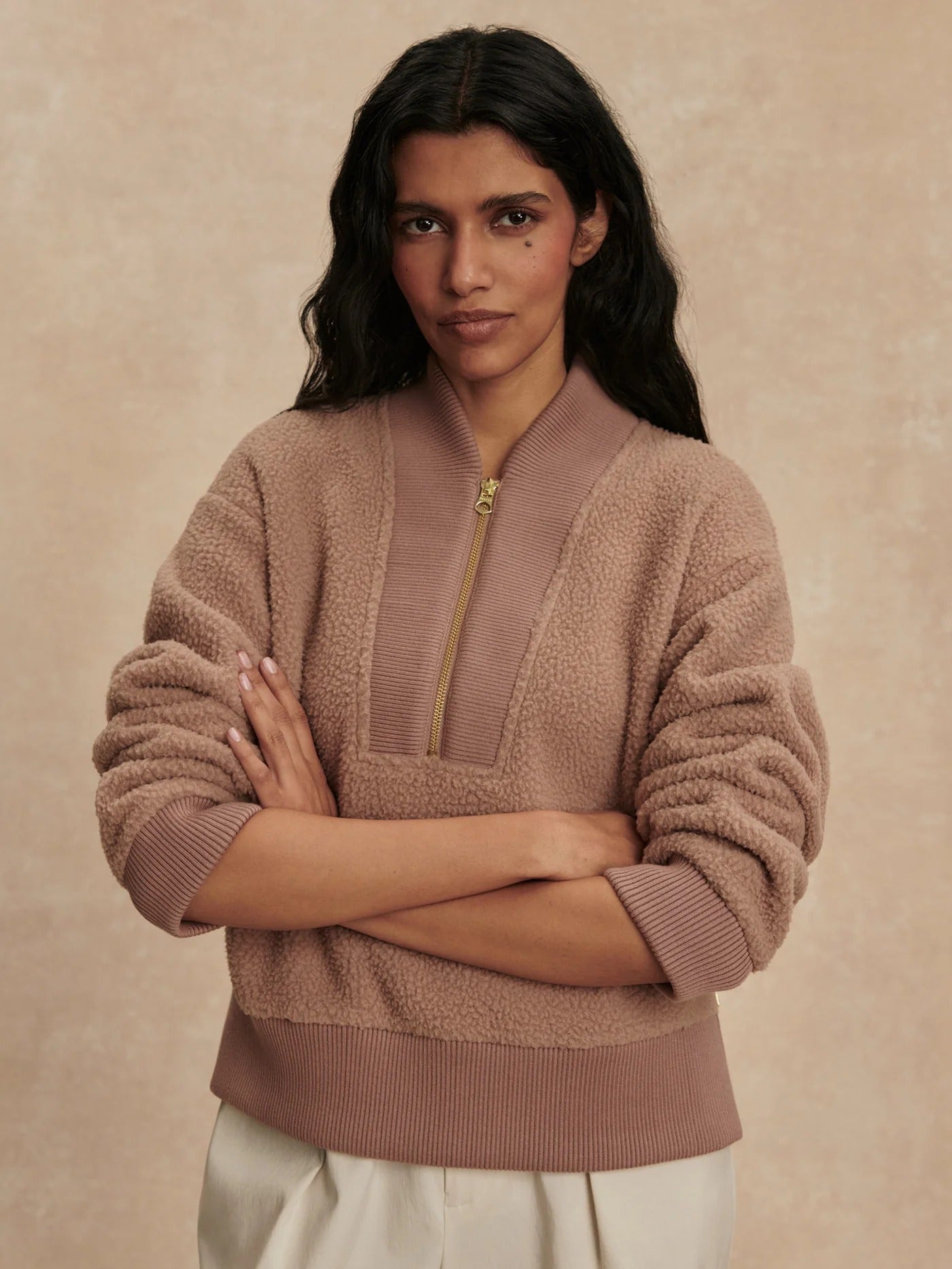 Varely - Mumford Half-Zip Sweat - Ginger Snap