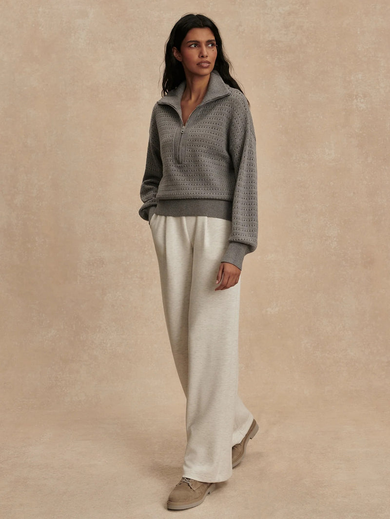 Varley - Darla Half Zip Knit - Silver Filigree Melange