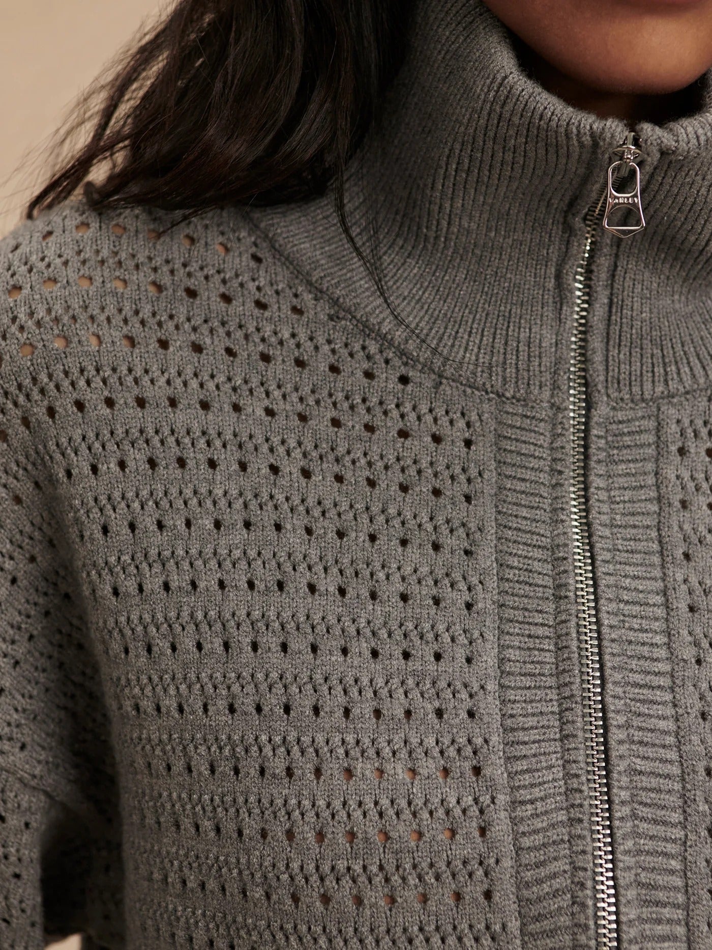 Varley - Darla Half Zip Knit - Silver Filigree Melange