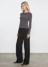 Enza Costa - Supima Cotton New Classic Long Sleeve Tee - Gunmetal