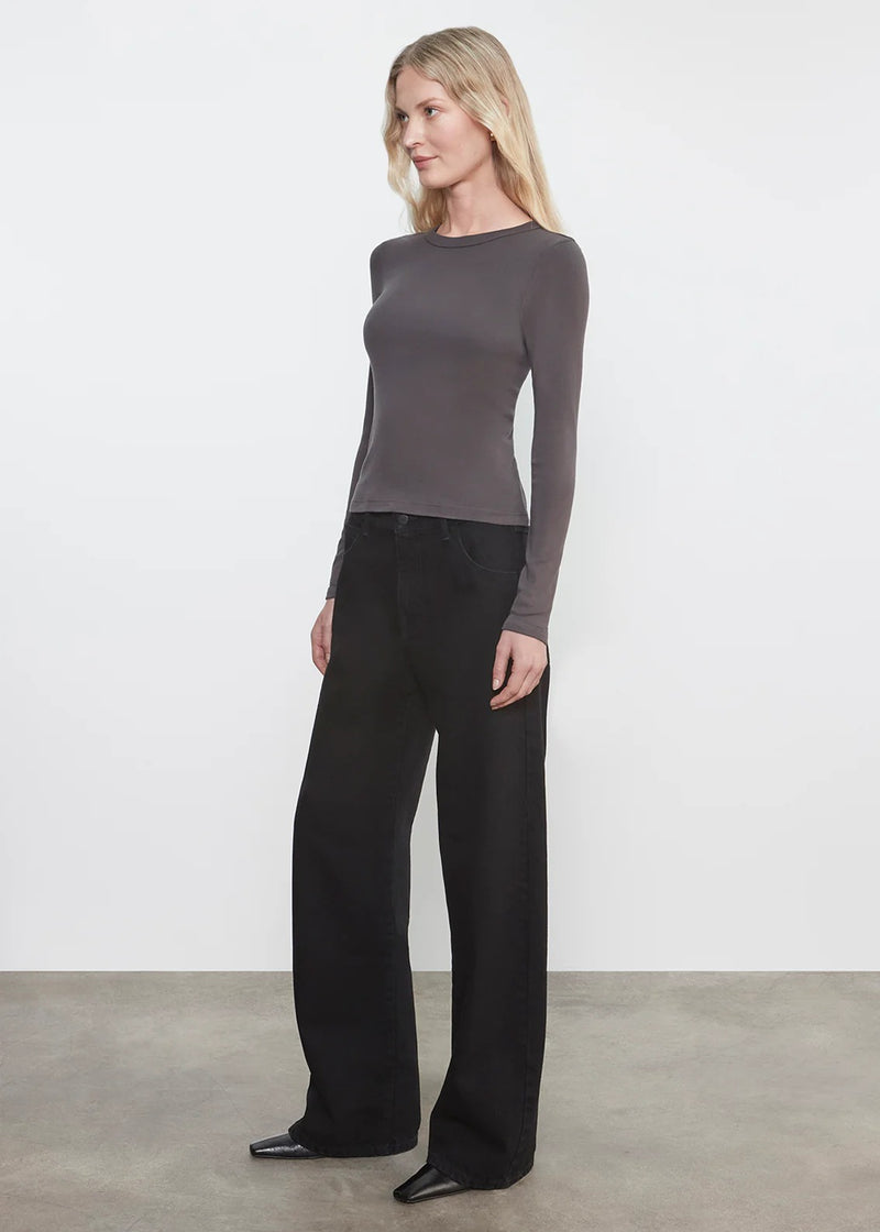 Enza Costa - Supima Cotton New Classic Long Sleeve Tee - Gunmetal