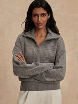 Varley - Darla Half Zip Knit - Silver Filigree Melange