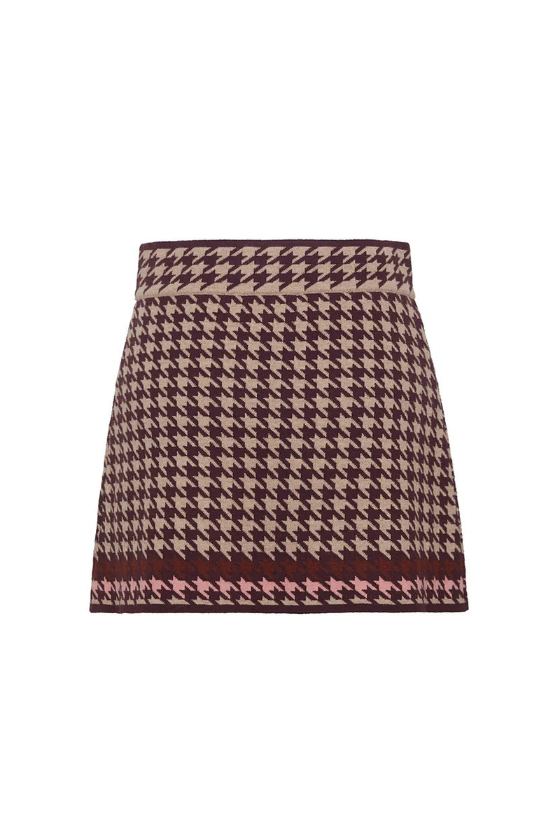 Cara Cara - Lynne Mini Skirt - Houndstooth Multi Taupe