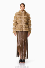 Elliatt - Aisling Faux Fur and Leather Jacket - Taupe