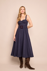 Cara Cara - Calypso Dress - Navy Chalk Stripe