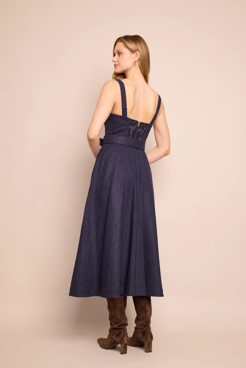 Cara Cara - Calypso Dress - Navy Chalk Stripe
