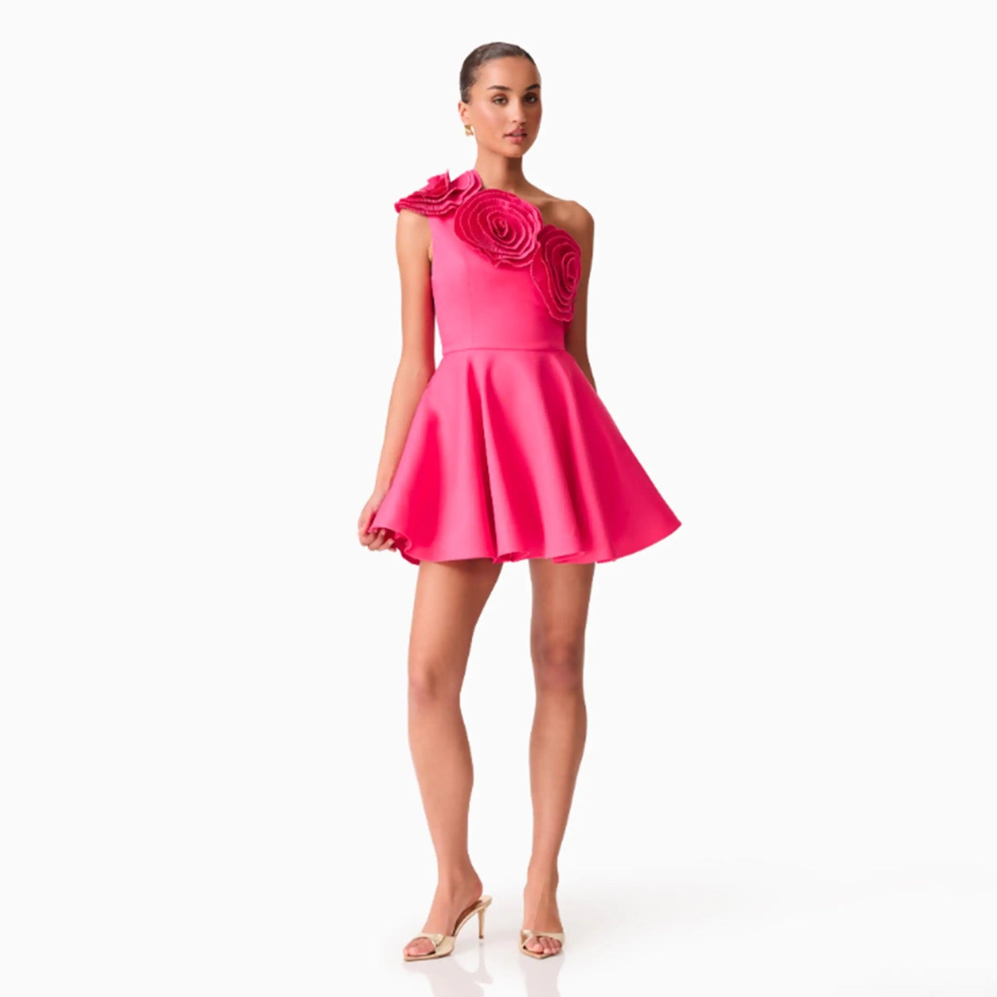 Elliatt - Noralyn One-Shoulder Mini Dress - Hot Pink