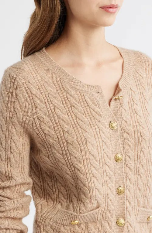 LoveShackFancy - Eugenie Cardigan - Camel Melange