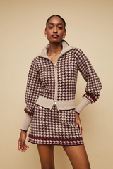 Cara Cara - Lynne Mini Skirt - Houndstooth Multi Taupe