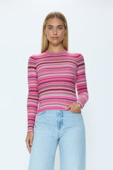 Pistola - Madison Long Sleeve Crew Neck Sweater - Pink Brown Multi