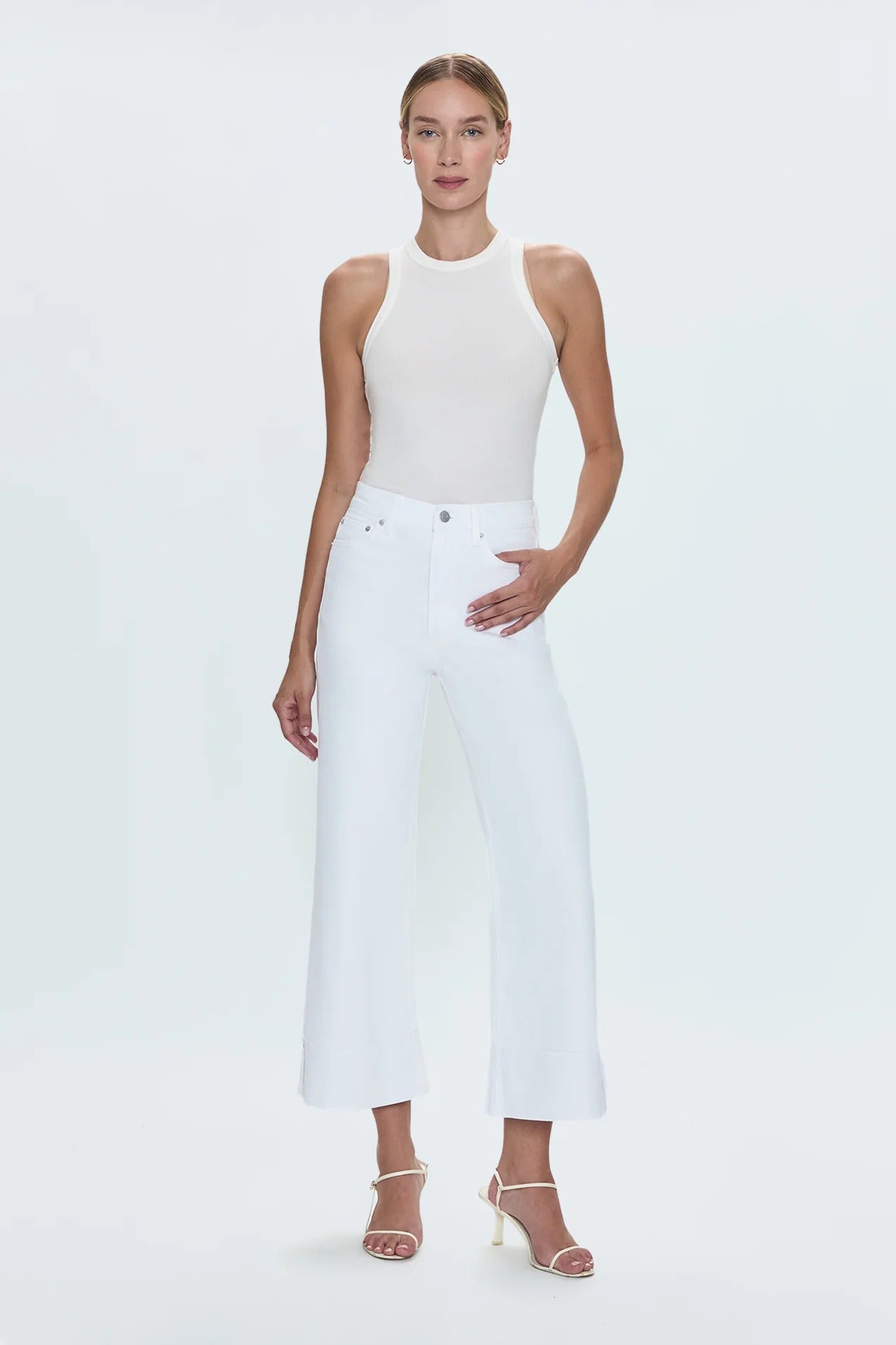 Pistola - Lana Cuffed Crop High Rise Ultra Wide Leg - Vivid White