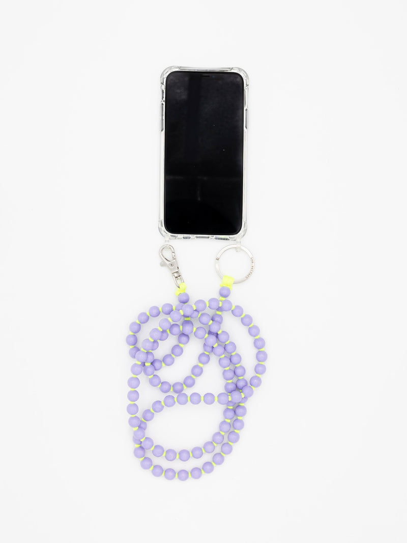 The Perlen Crossbody Phone Necklace - Lilac/Neon Yellow
