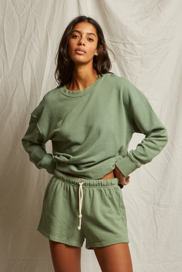 PerfectWhiteTee - Layla French Terry Sweatshorts - Aloe