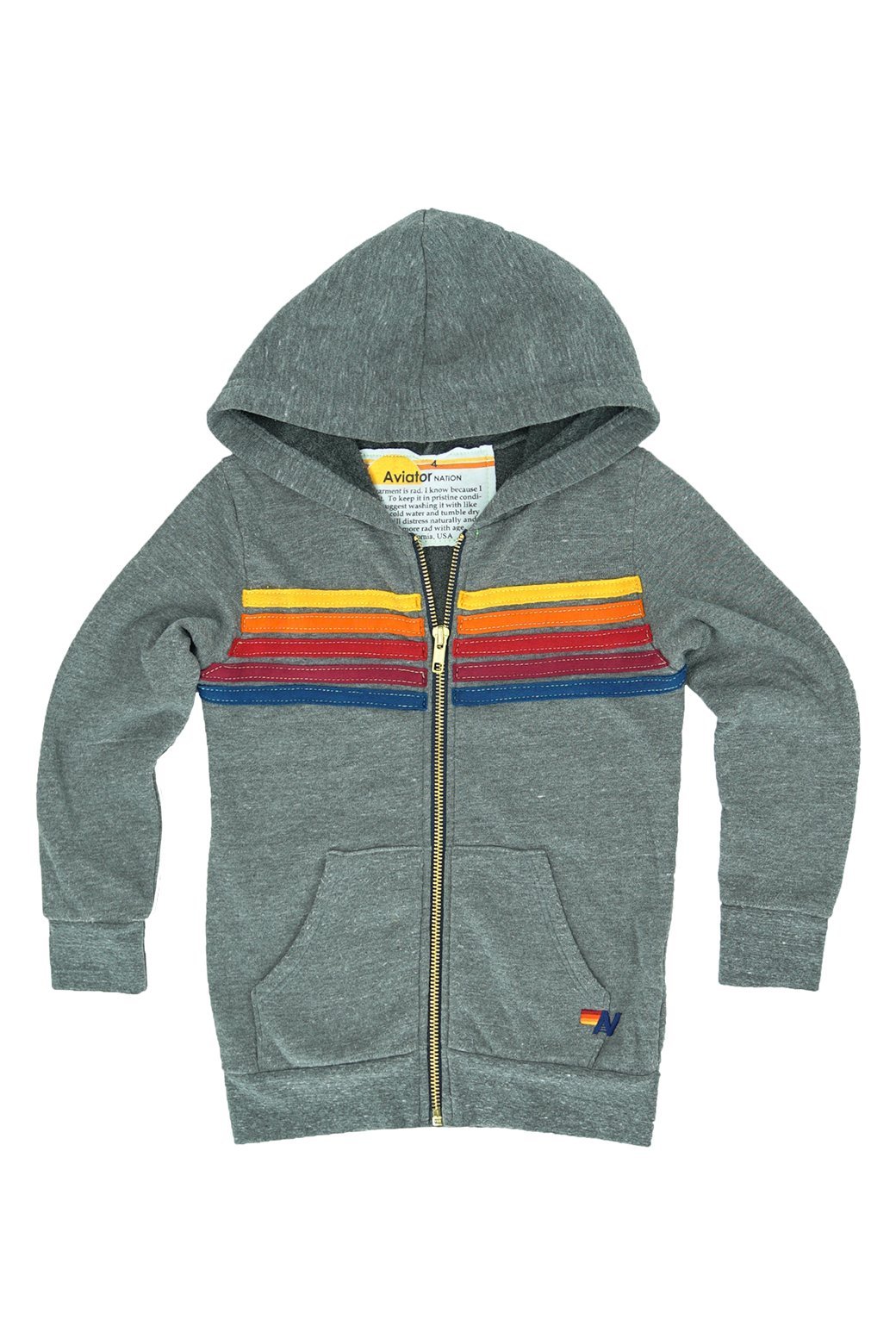 Aviator Nation Kid's Stripe Hoodie Heather Grey