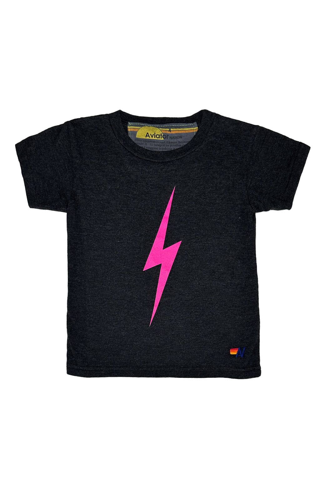 Aviator Nation - Kid's Bolt Tee - Black/ Neon Pink