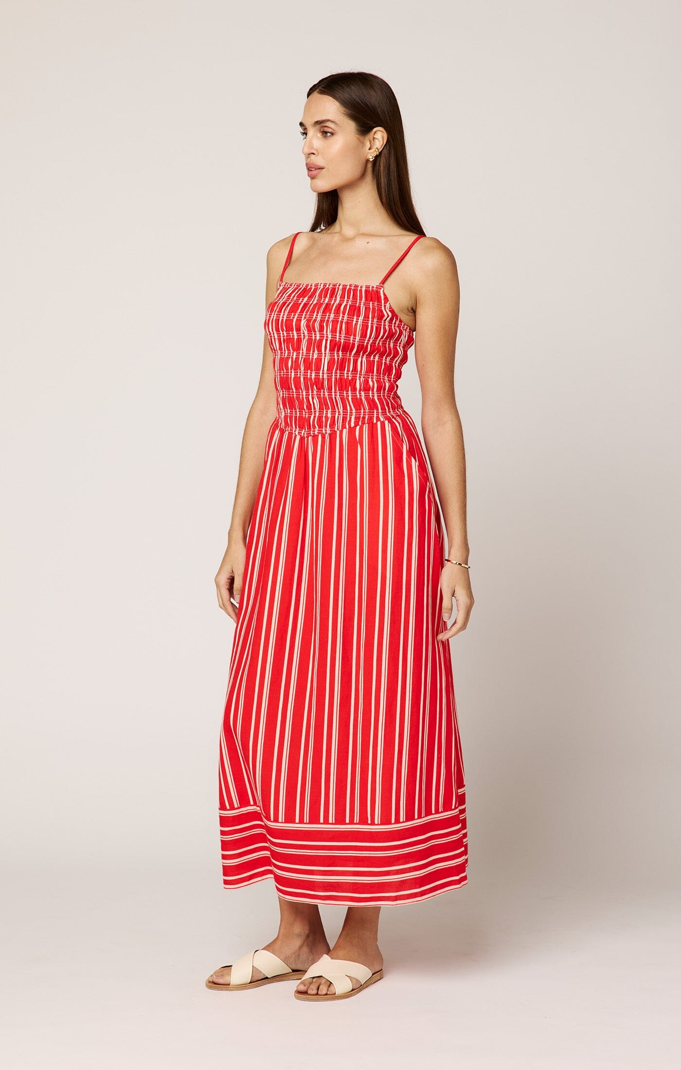 Cleobella - Lacey Ankle Dress - Poppy Red/ Ivory