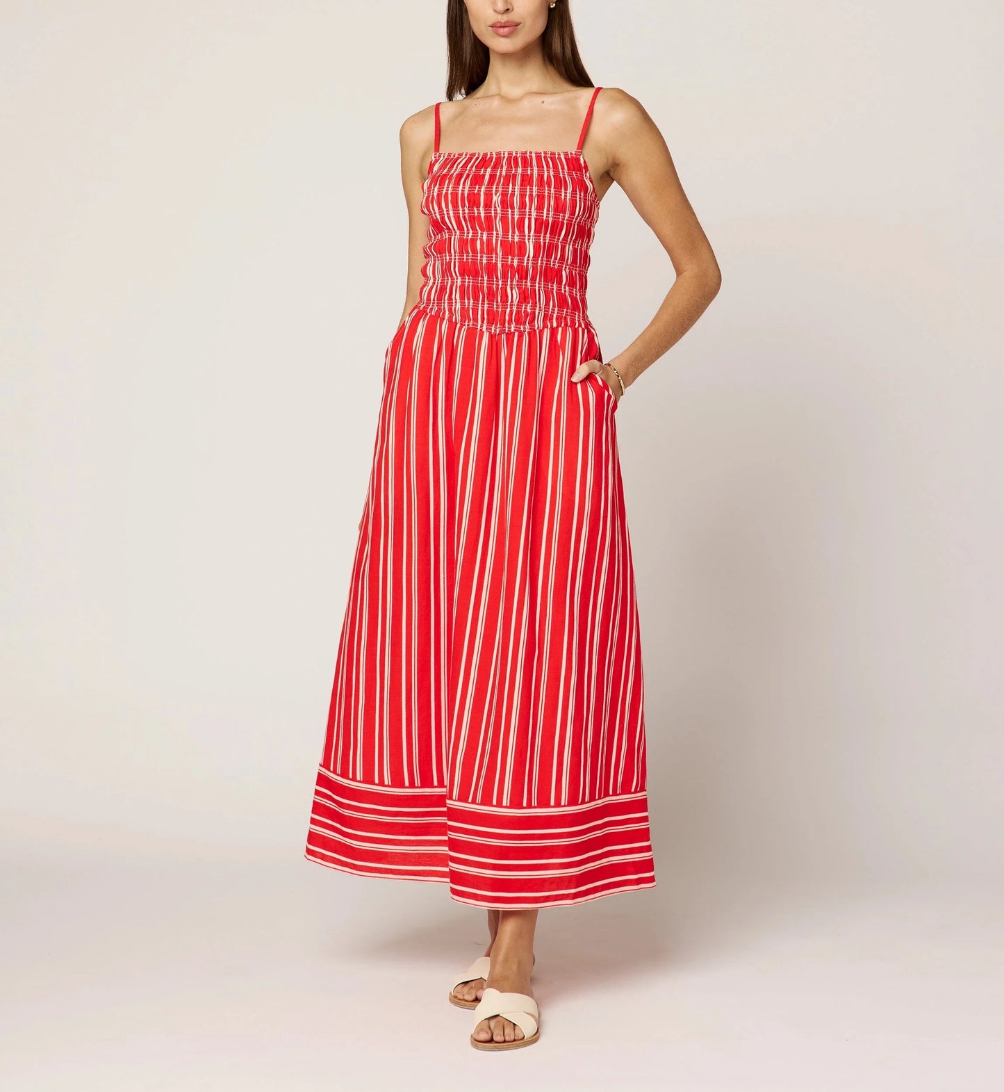 Cleobella - Lacey Ankle Dress - Poppy Red/ Ivory