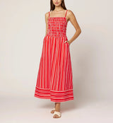Cleobella - Lacey Ankle Dress - Poppy Red/ Ivory