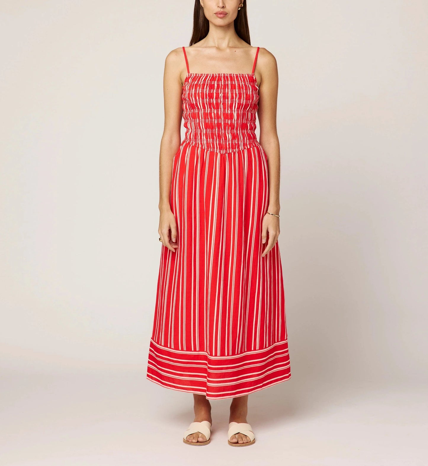 Cleobella - Lacey Ankle Dress - Poppy Red/ Ivory