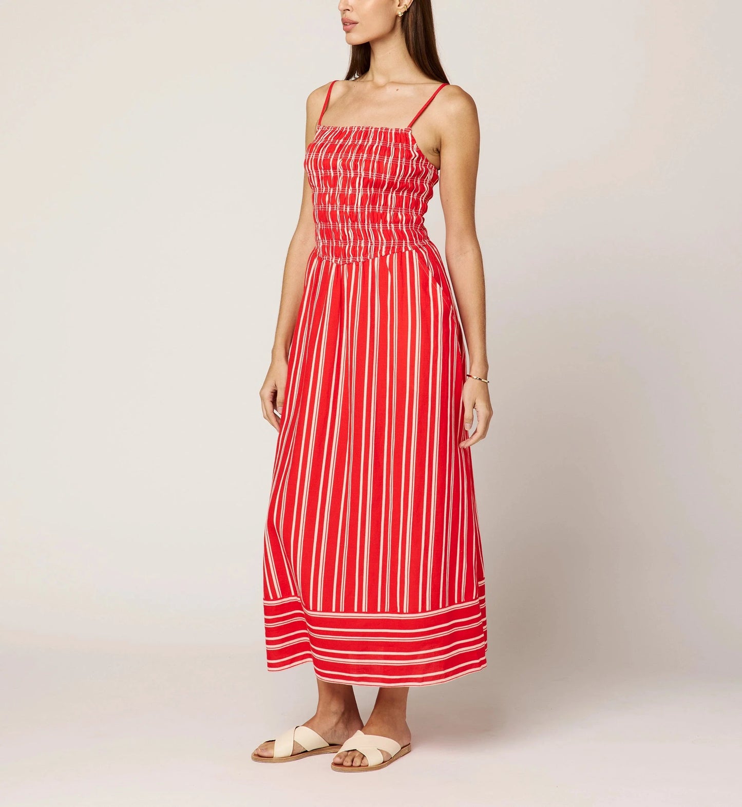 Cleobella - Lacey Ankle Dress - Poppy Red/ Ivory