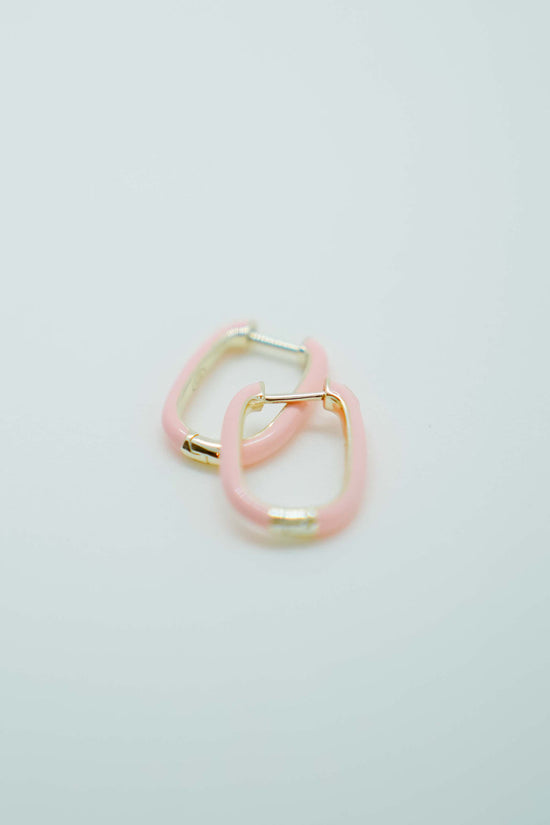 Light Pink Tompkins Oblong Enamel Hoop Earrings