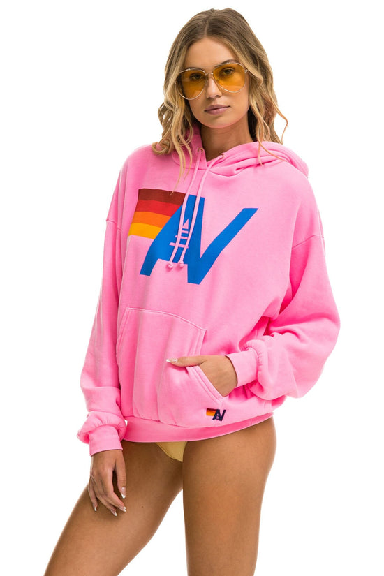 Logo Pullover Hoodie Relaxed, Neon Pink
