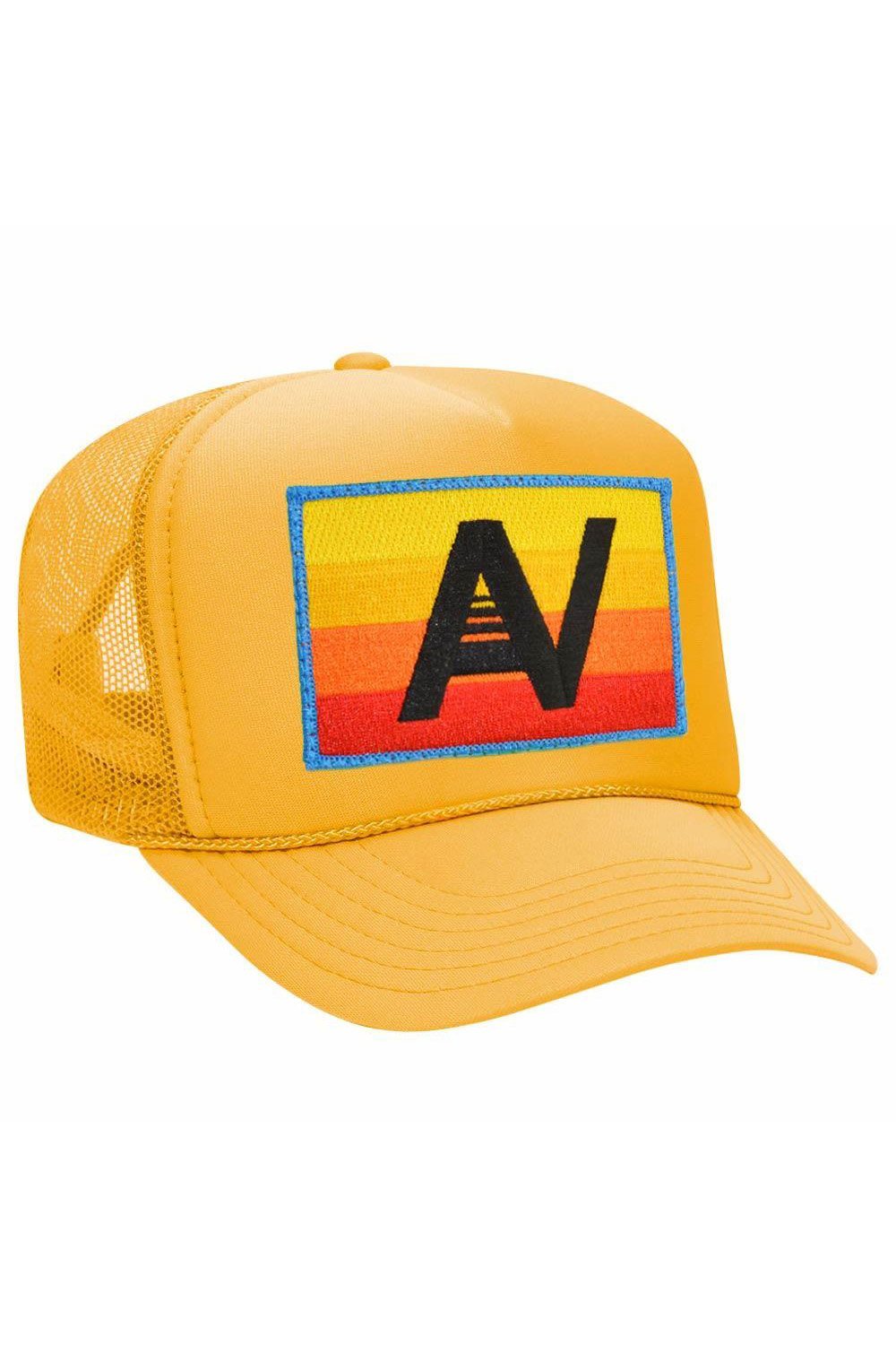 Logo Rainbow Vintage Trucker Hat, Gold