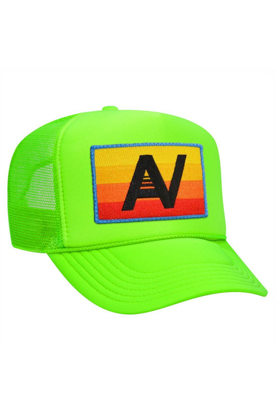 Logo Rainbow- Low Rise Trucker Hat, Neon Green