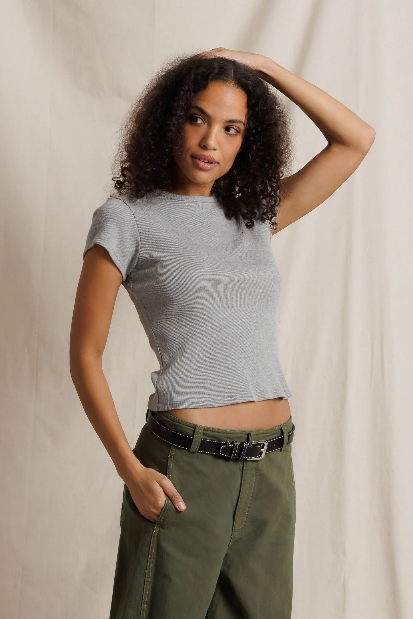 PerfectWhiteTee - Macy Recycled Cotton Rib Fitted Tee - White