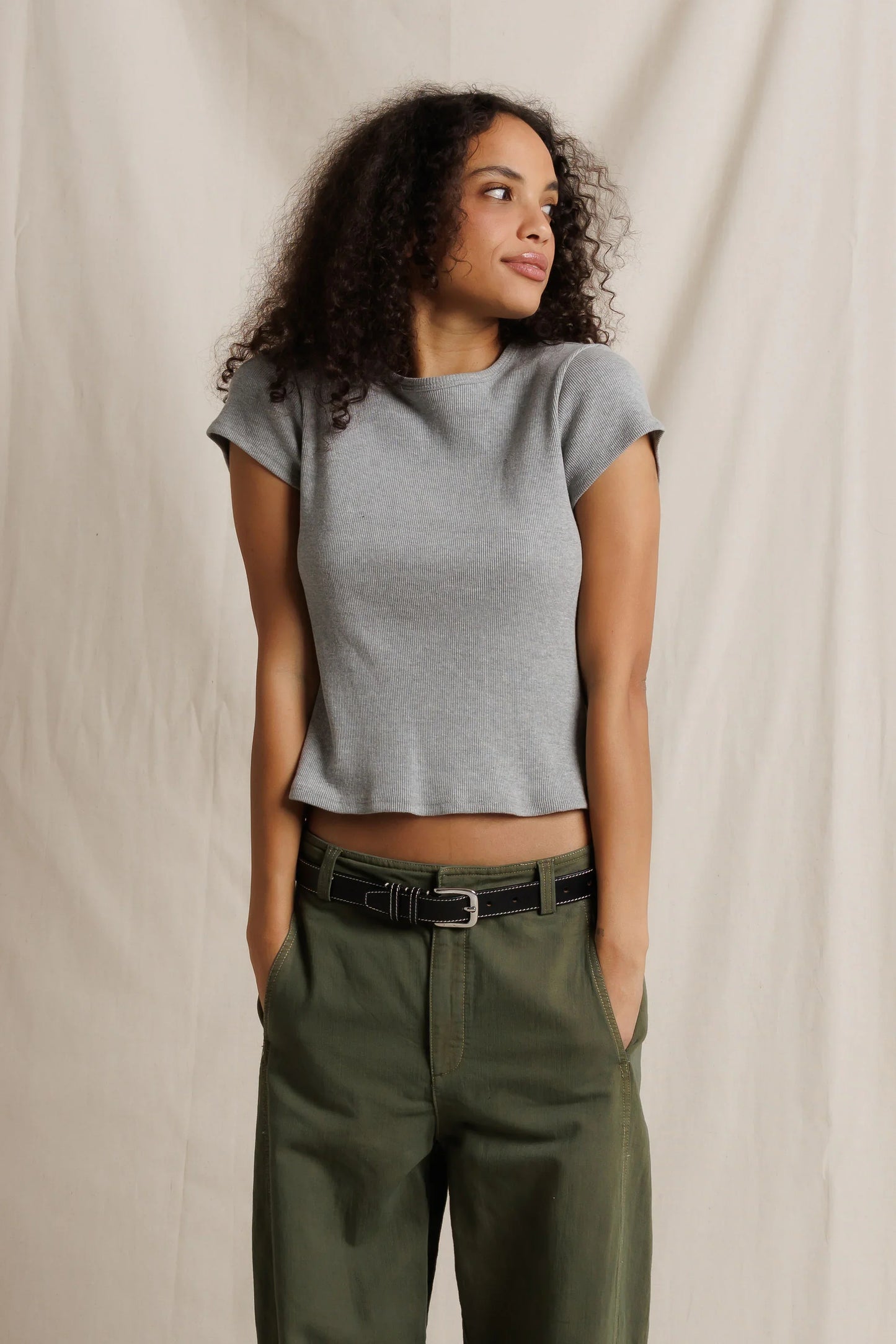 PerfectWhiteTee - Macy Recycled Cotton Rib Fitted Tee - White