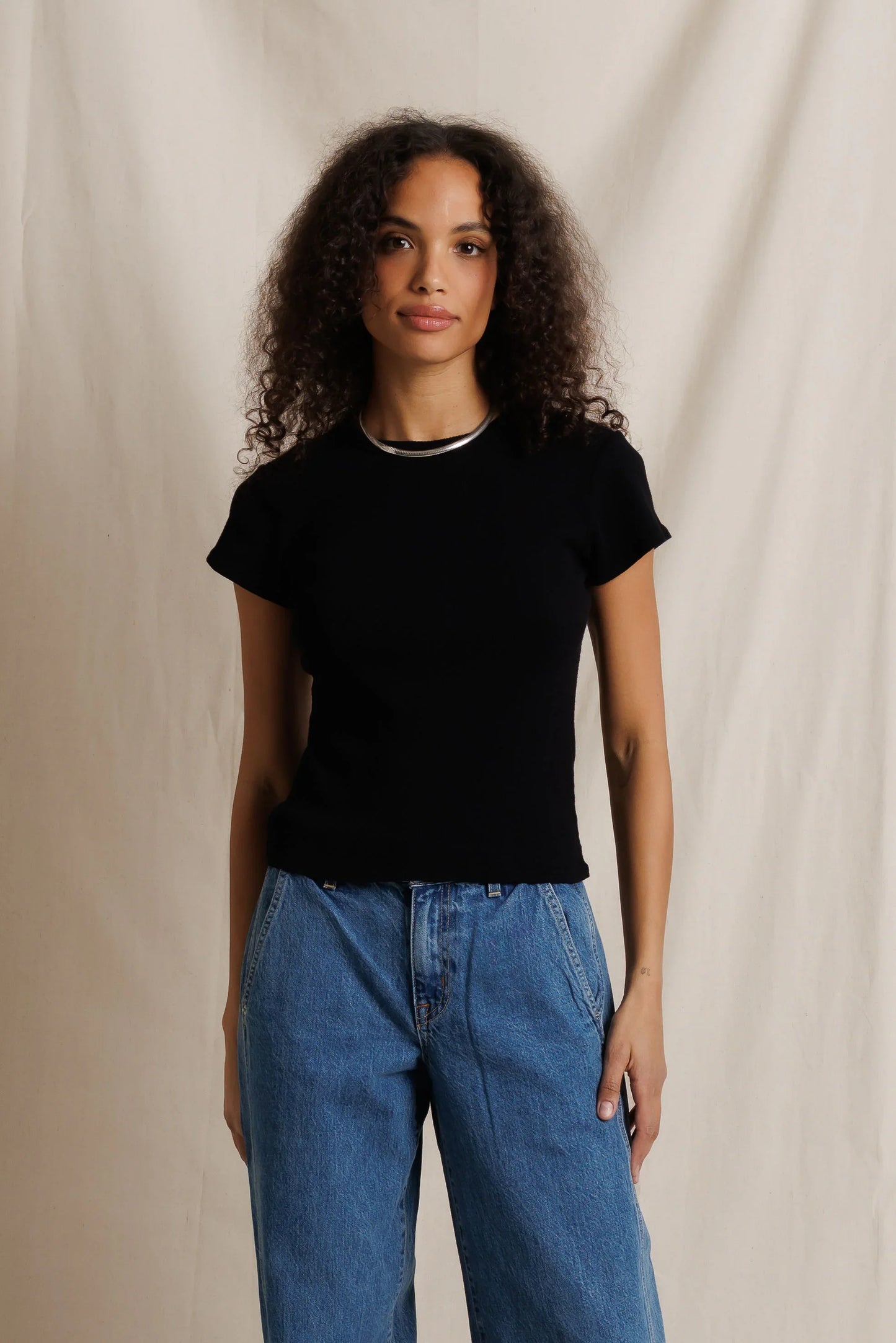 PerfectWhiteTee - Macy Recycled Cotton Rib Fitted Tee - White