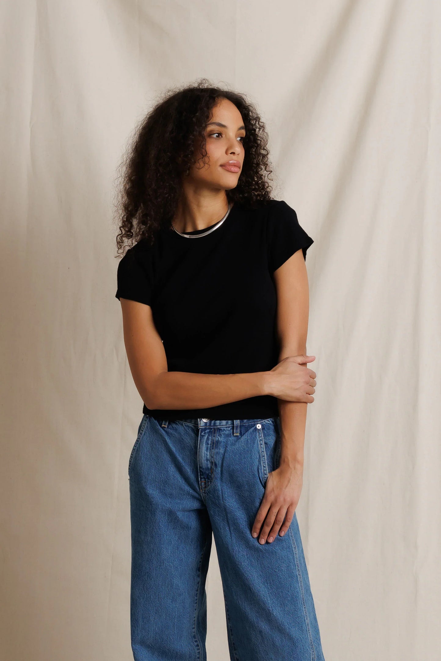 PerfectWhiteTee - Macy Recycled Cotton Rib Fitted Tee - White