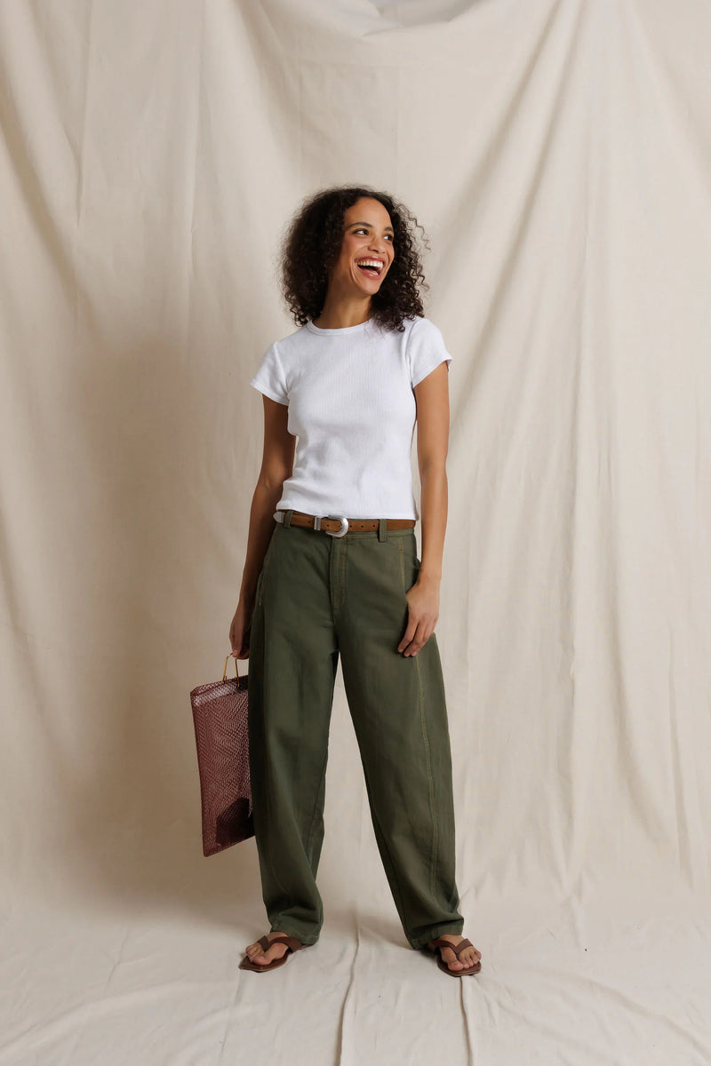 PerfectWhiteTee - Macy Recycled Cotton Rib Fitted Tee - White