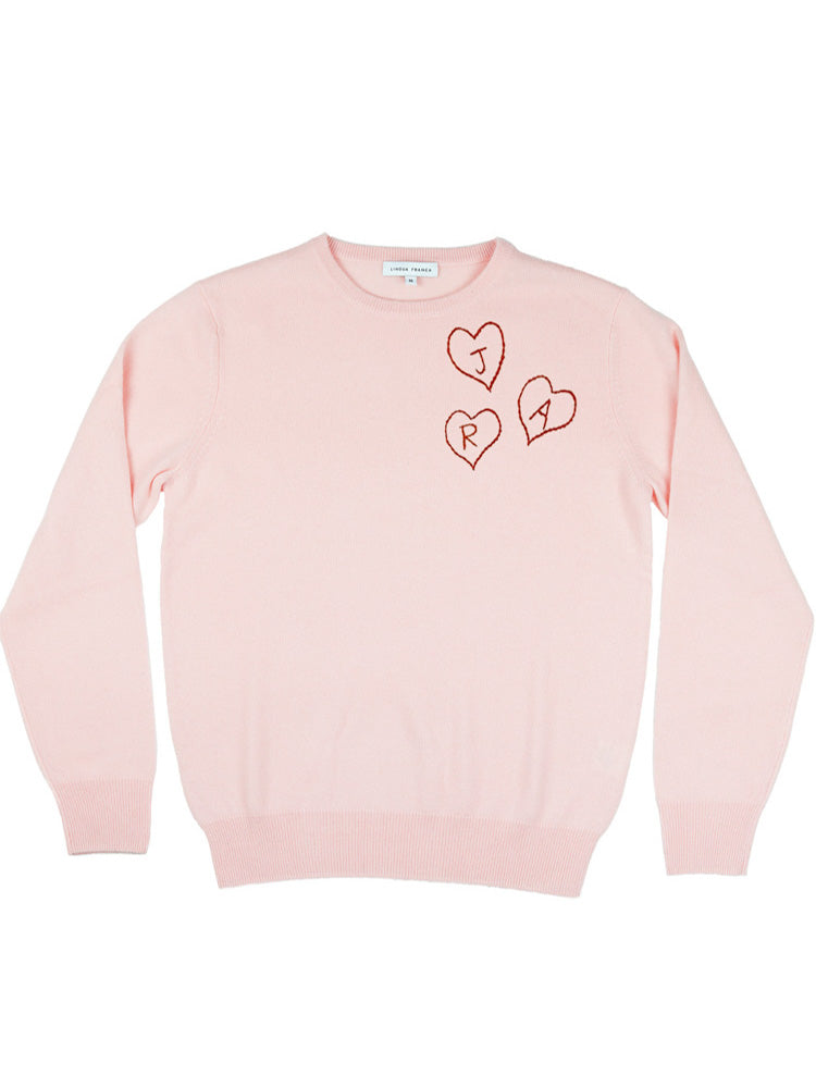 Preorder: Custom Heart Initial 100% Cashmere Crewneck Sweater