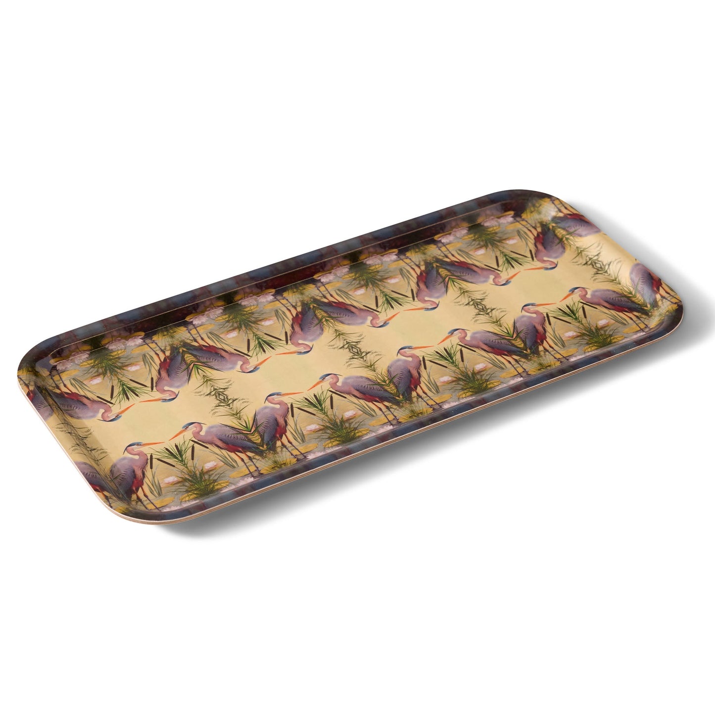 Marsh Heron Narrow Birchwood Small Decorative Tray