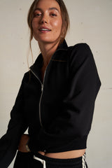 PerfectWhiteTee - Milana Travel Long Sleeve Track Jacket - True Black
