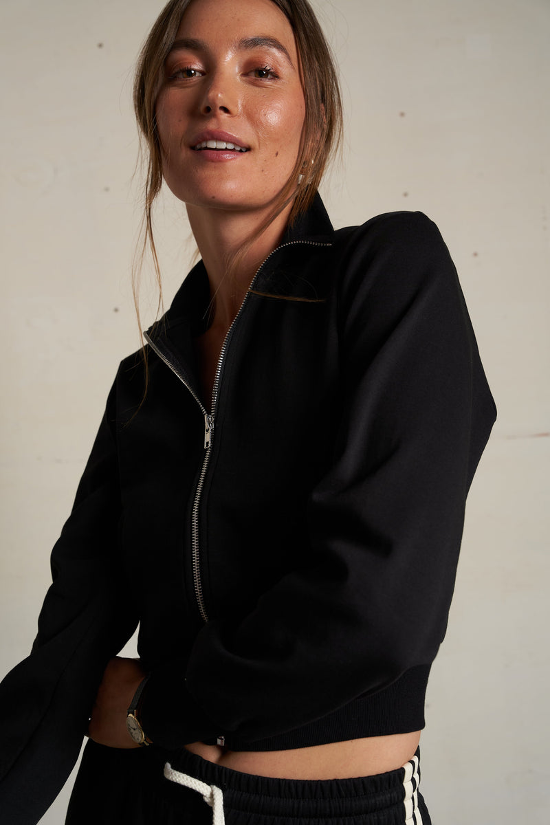 PerfectWhiteTee - Milana Travel Long Sleeve Track Jacket - True Black