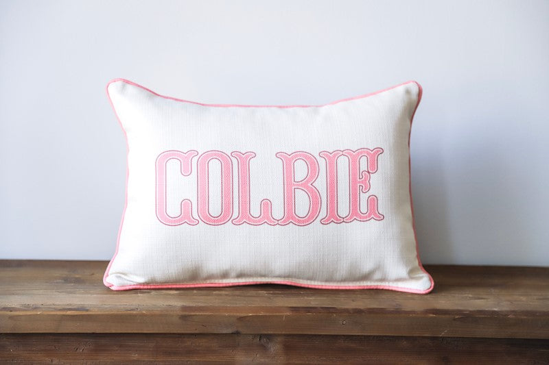 Personalized Traditional Girl Name Pillow - Light Pink